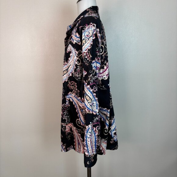 Chico's Shirt 3 Women's XL Black Paisley Button-Front Top Long Sleeves Cotton - Picture 4 of 11